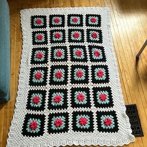 Vintage granny square throw